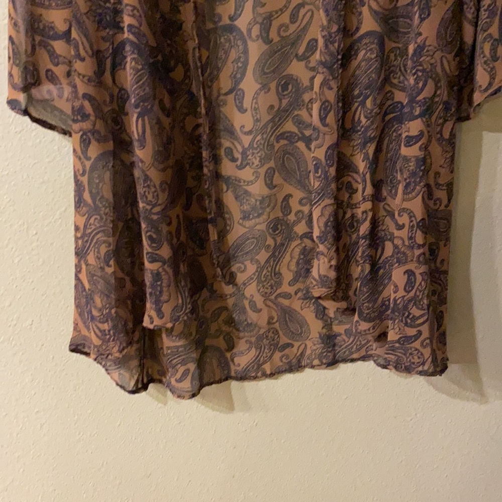 *3/20* elleCLO Lightweight Brown Paisley Open-Front Kimono - Picture 3 of 8